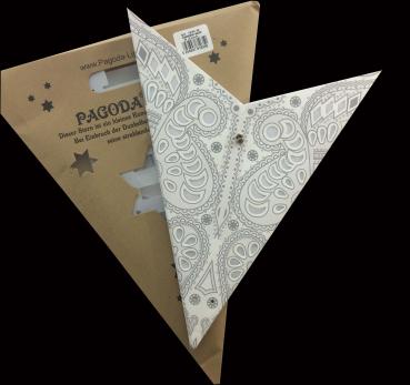 Ganesha weiß  - Faltbarer Leuchtstern, Weihnachtsstern aus Papier mit 5 Zacken, 60 cm
